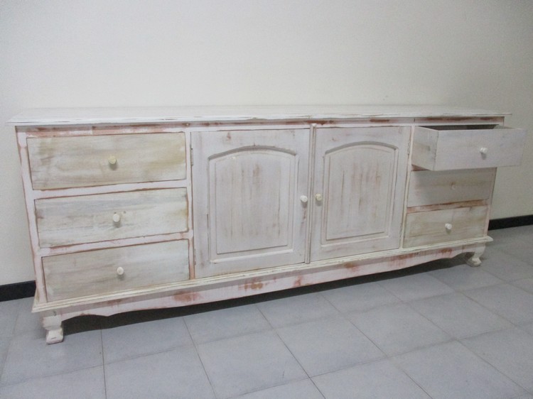 BUFFET MOBILE SHABBY CHIC DECAPATO BIANCO TEAK MJ040